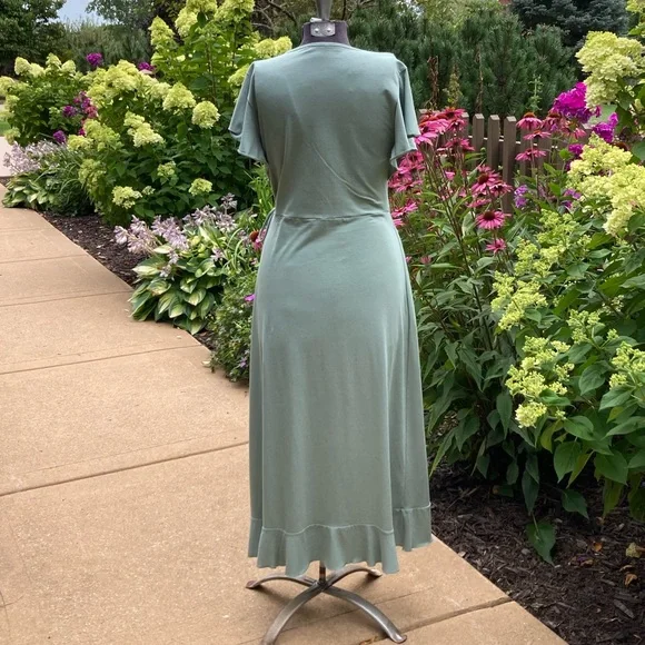 Peruvian Connection Conservatory Dress. SZ M Faux-Wrap Pima Cotton/Modal/Spandex - Picture 6 of 14